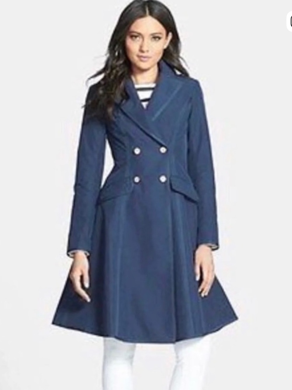 SJP by Sarah Jessica Parker Navy Double-Breasted Trench Coat